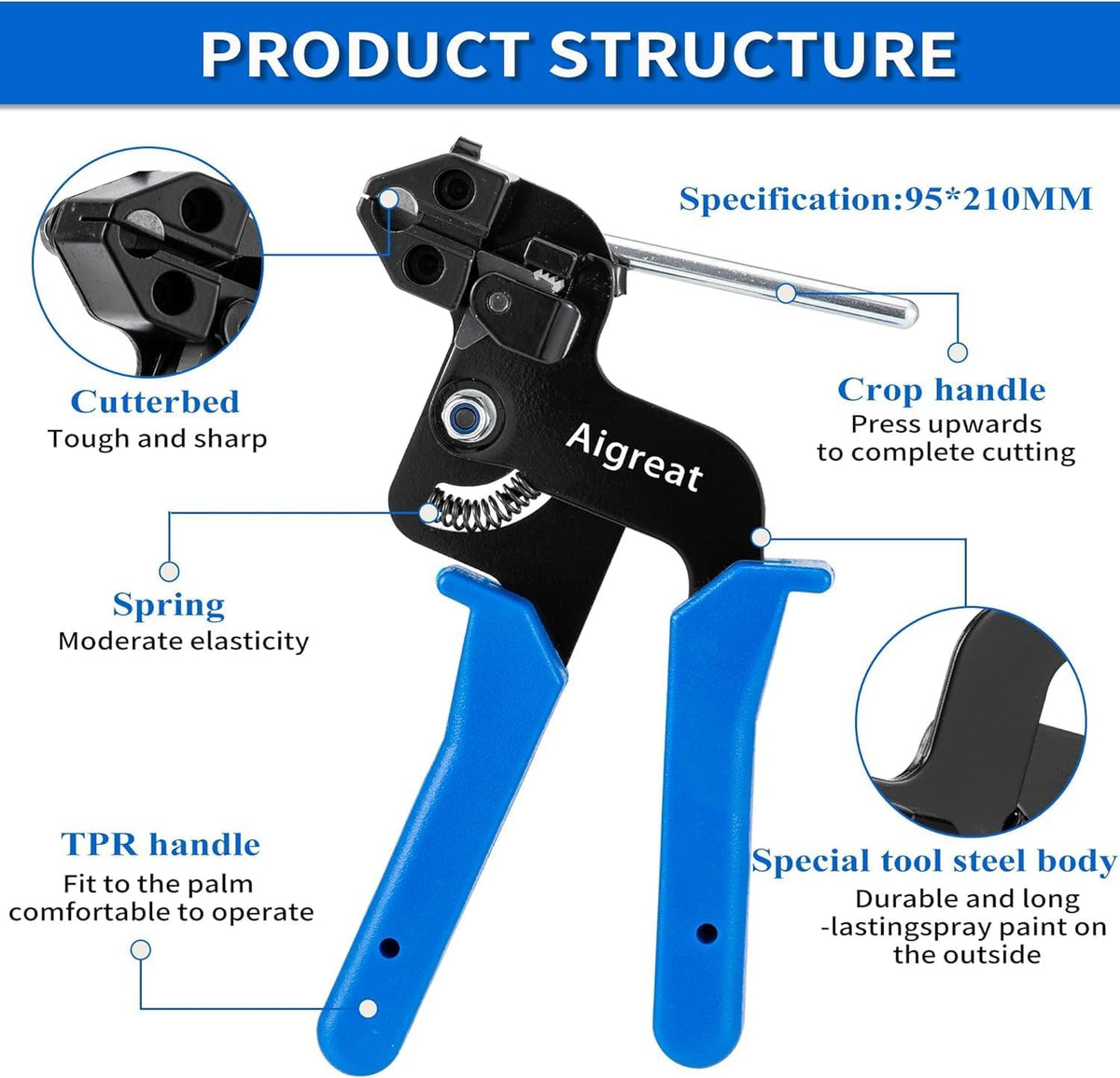 Stainless Steel Cable Tie Gun Set with Adjustable Tension Auto Cut Fastening ...