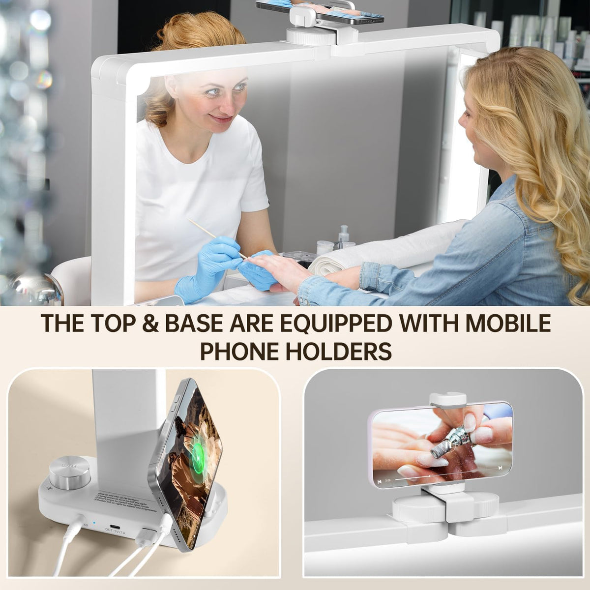 33.5" Foldable Nail Desk Lamp, 3500LM Half Moon Light for Nail Desk