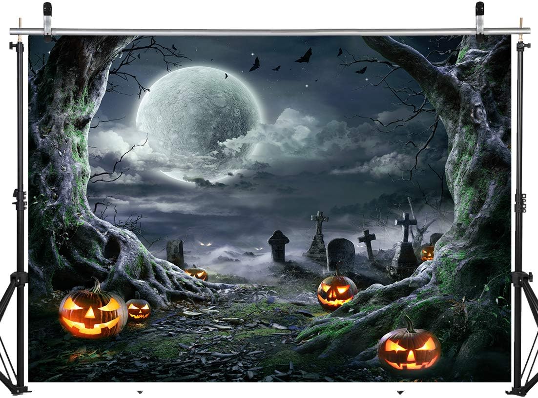 Halloween Backdrop for Photography Horror Background Scary Pumpkin Moon Backd...