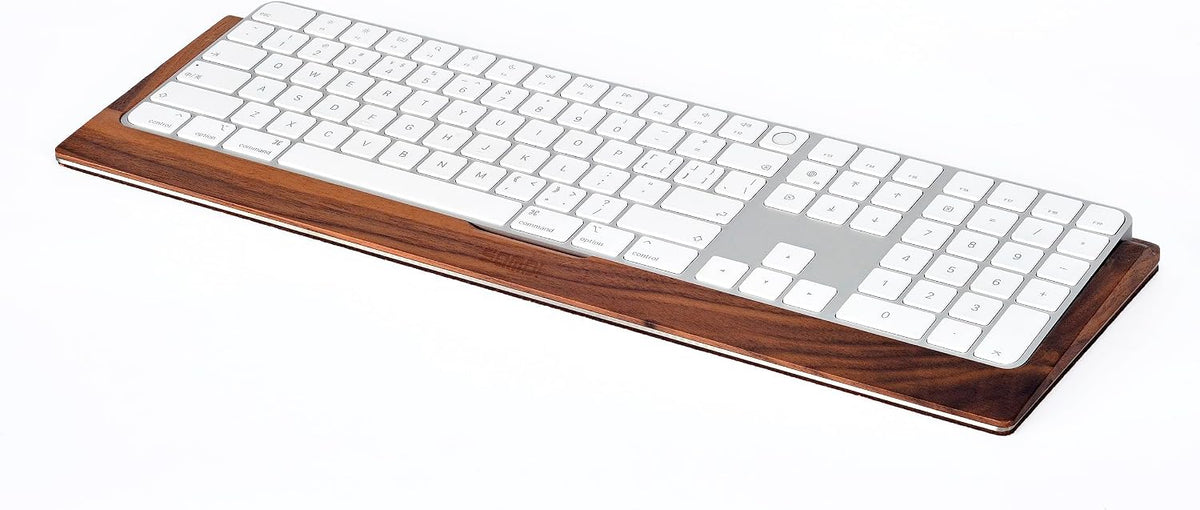 SAMDI Apple iMac Stand Base, Stainless Steel/Wooden Keyboard Tray - Magic Key...