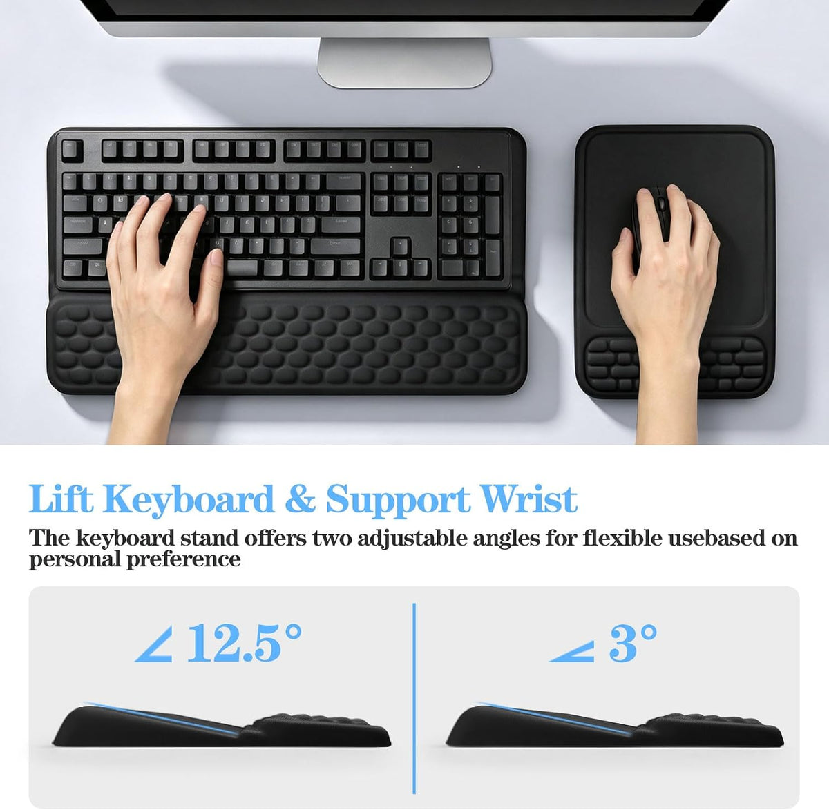 Computer Keyboard Stand with Wrist Rest and Mouse Pad Wrist Support