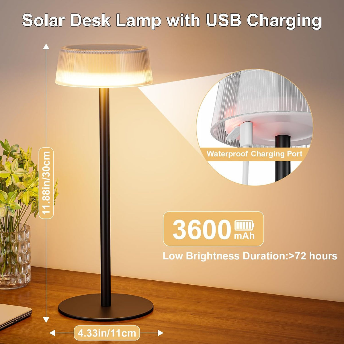 Solar Table Lamps Outdoor 2 Pack, Patio Solar Table Lights IP65 Waterproof