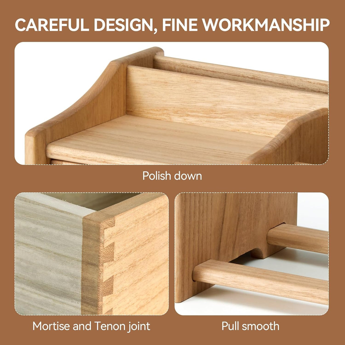 KIRIGEN Wood Desktop Bookshelf with Drawer, Expandable Desk Shelf, Natural
