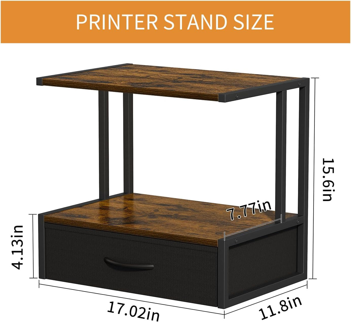 Printer Stand with Storage for Desk, with Fabric Drawer Desktop Printer Stand...