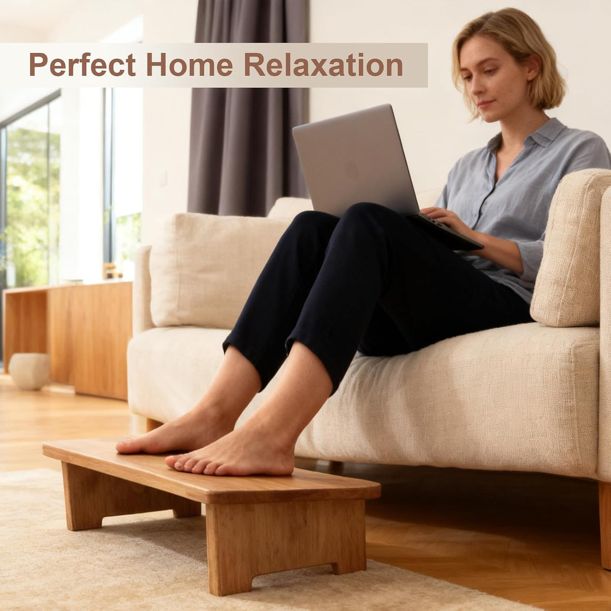 Solid Wood Under Desk Footrest Foot Rest for Under DEST at Work Ergonomic Foo...