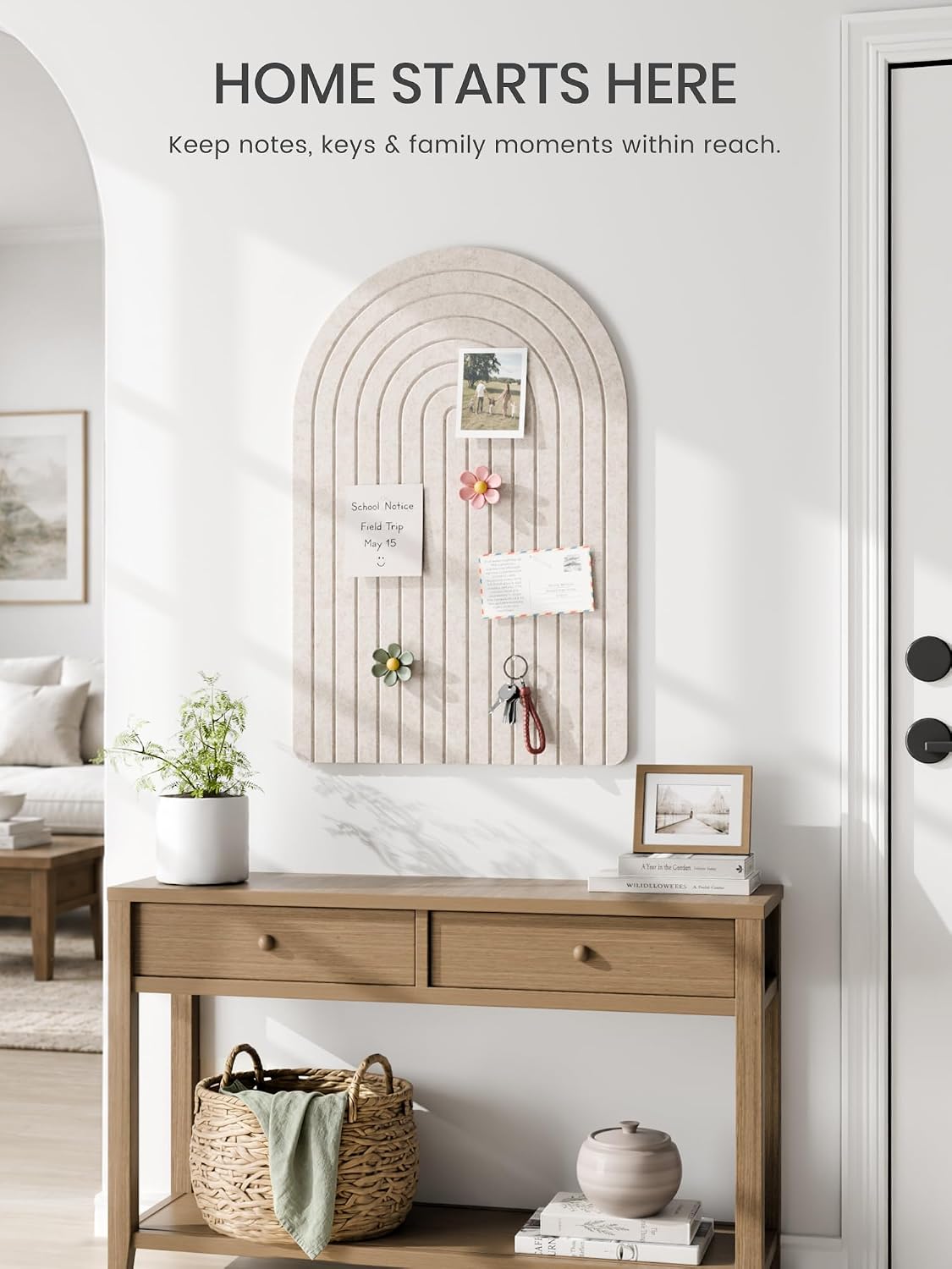 Large Arched Felt Bulletin Board 35.4''×23.6'', Oatmeal