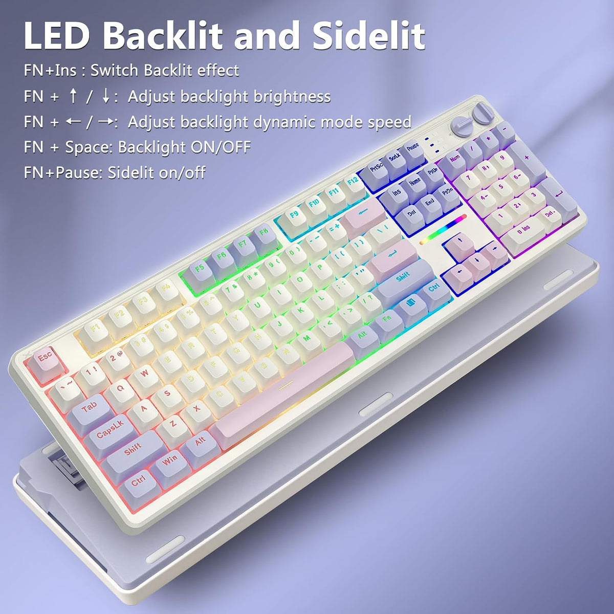 E-YOOSO Creamy Mechanical Gaming Keyboard Wired, Full Size, White Pink