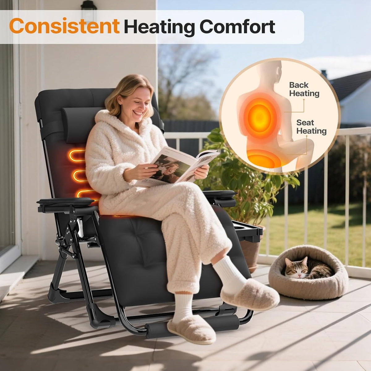 Suteck Heated Zero Gravity Chair, 33" XXL Oversized Reclining Lounge Chairs