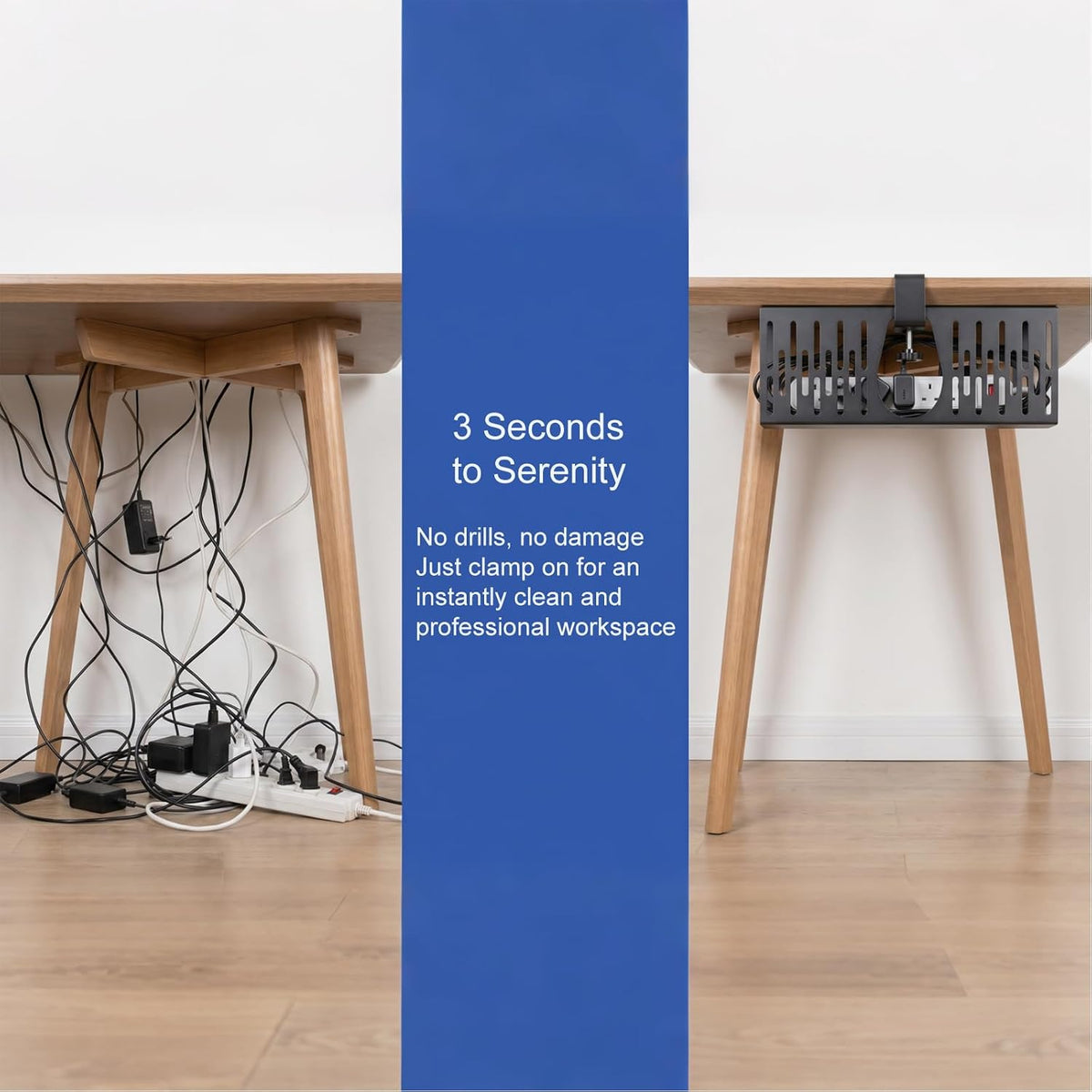 Under Desk Cable Management Tray, Cord Organizer for Desk Cable Management Tr...