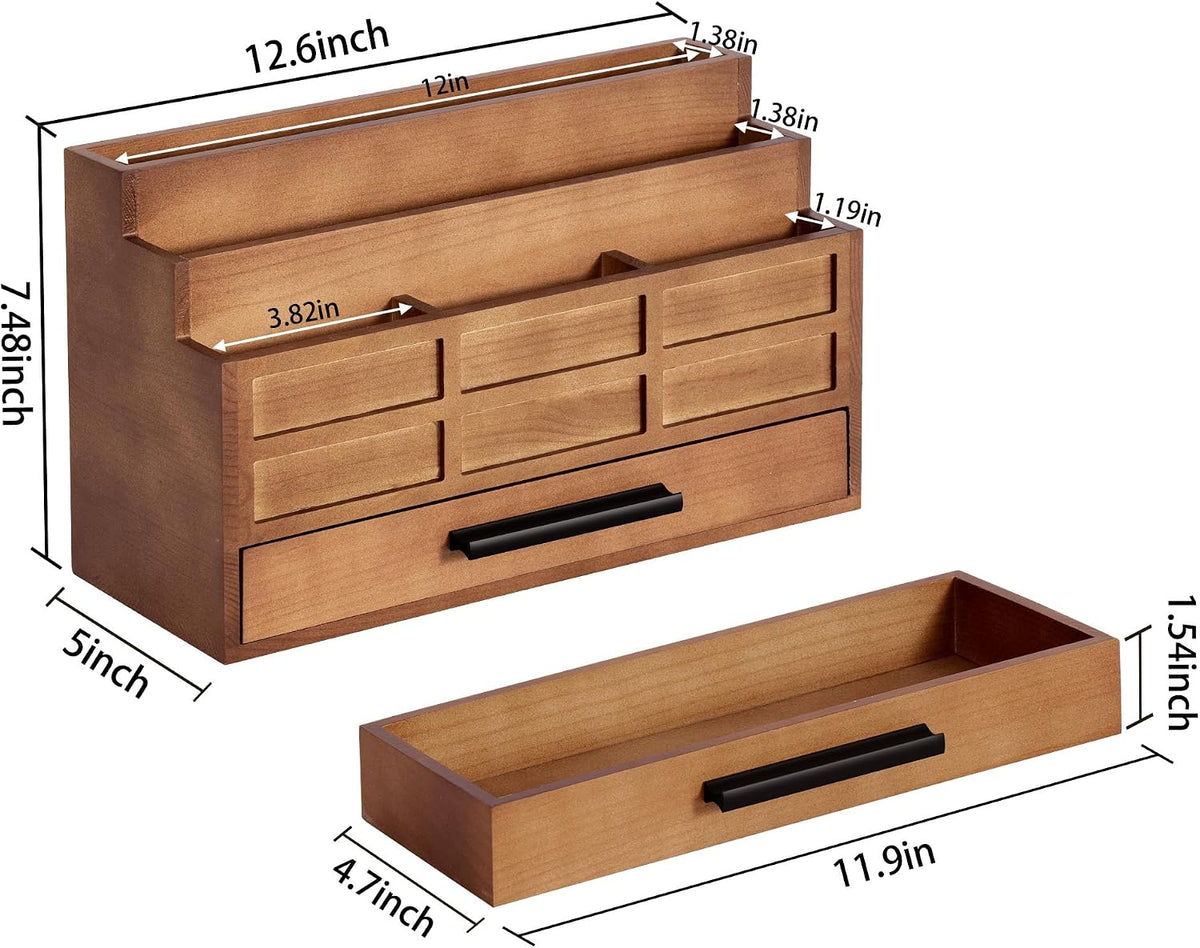 Desk Organizer with Drawer, Countertop Bill Mail Organizer and File Storage