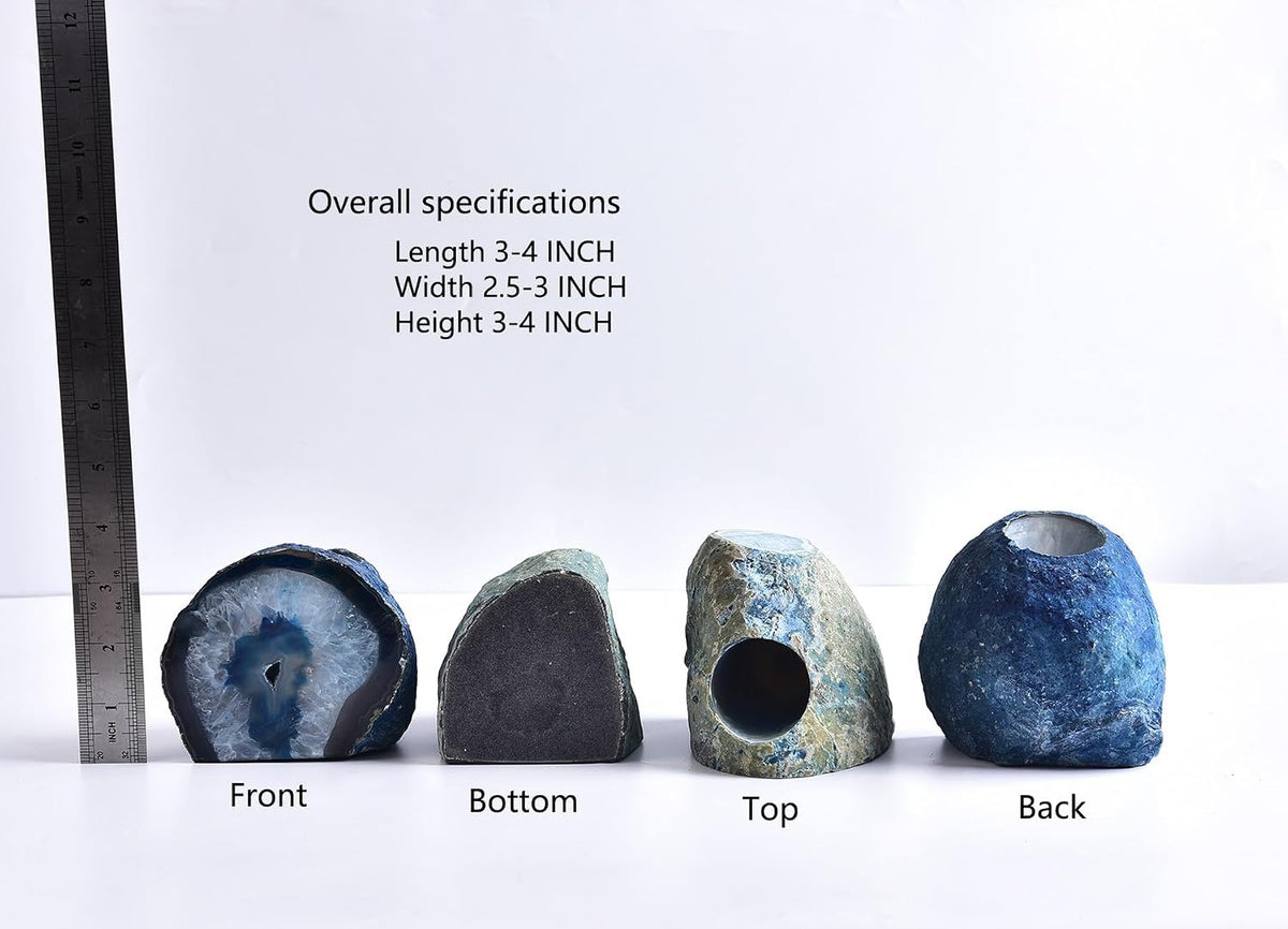 AMOYSTONE Large Blue Agate Candle Stand Patio Lanai Outdoor Dining Base