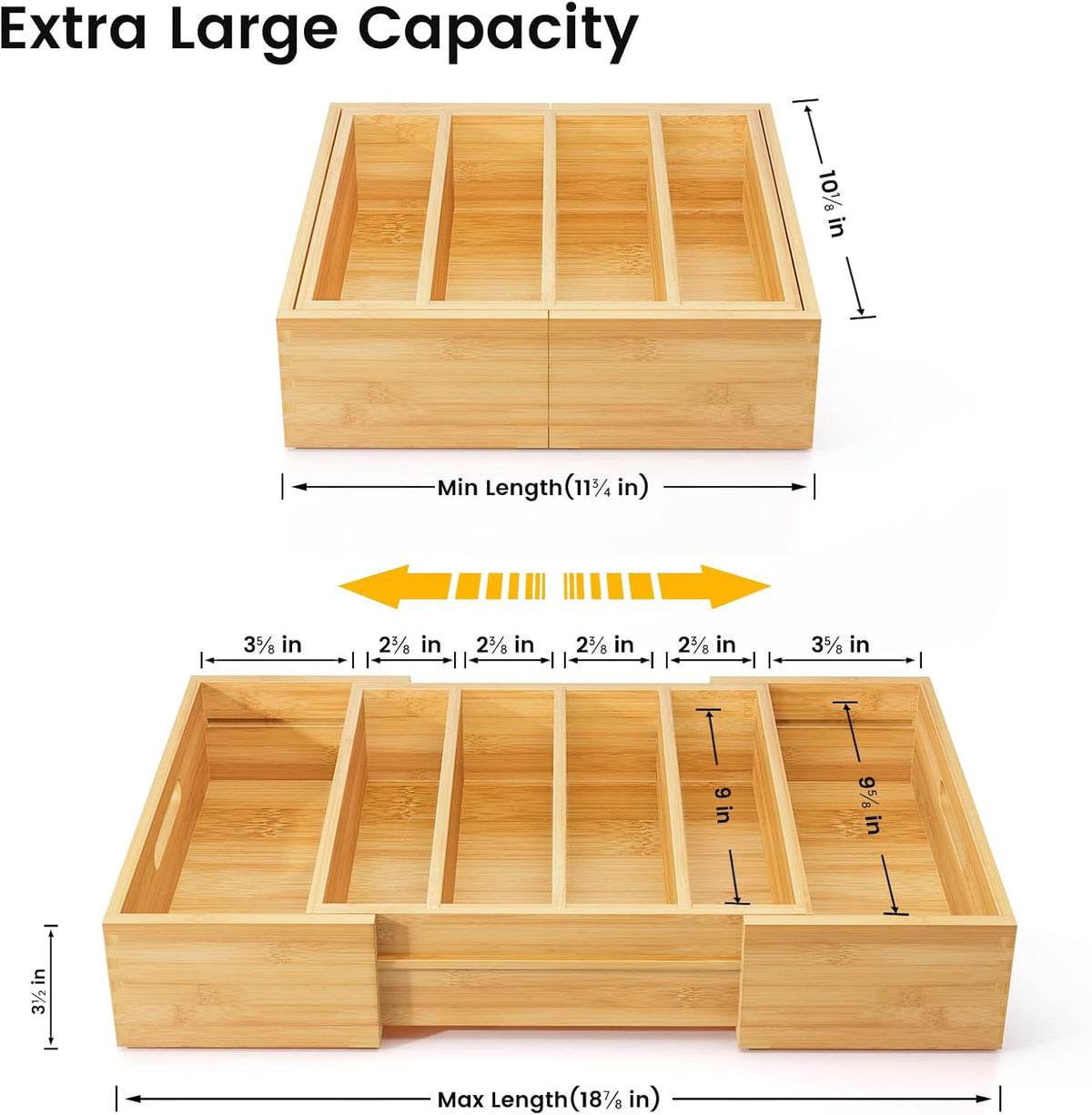 Kiasthome Expandable Bamboo Lid Organizers Inside Cabinet, Kitchen Cabinet Or...