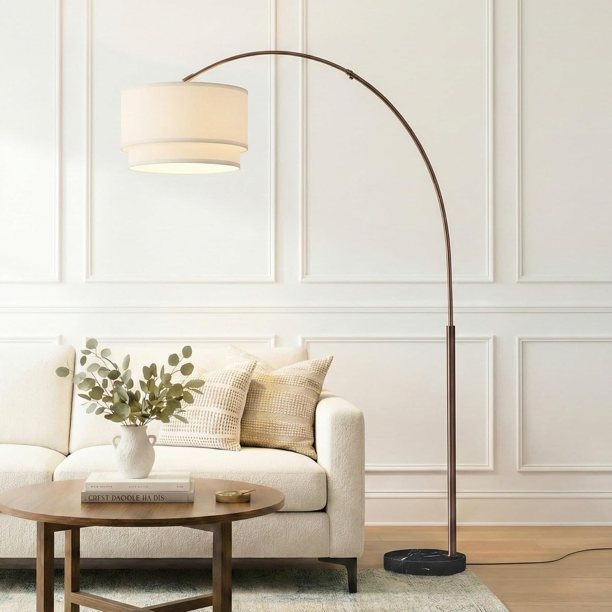 Brightech Mason Arc Floor Lamp - Modern Corner Standing Lamp with Unique Hang...
