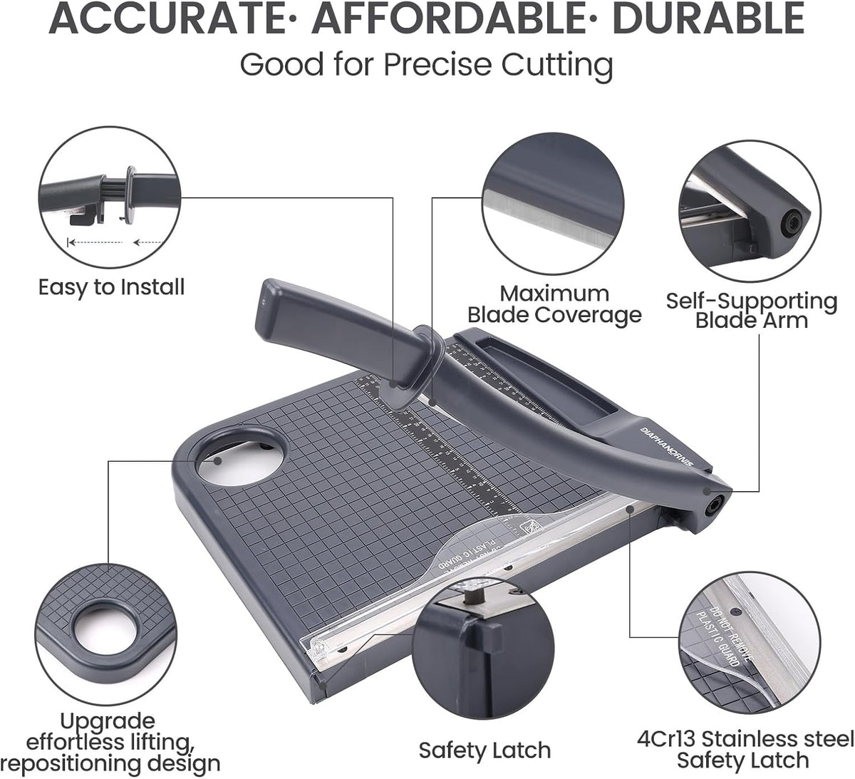 12" Paper Cutter, Precision Cut with Safety Protection and Blade Lock, 1...