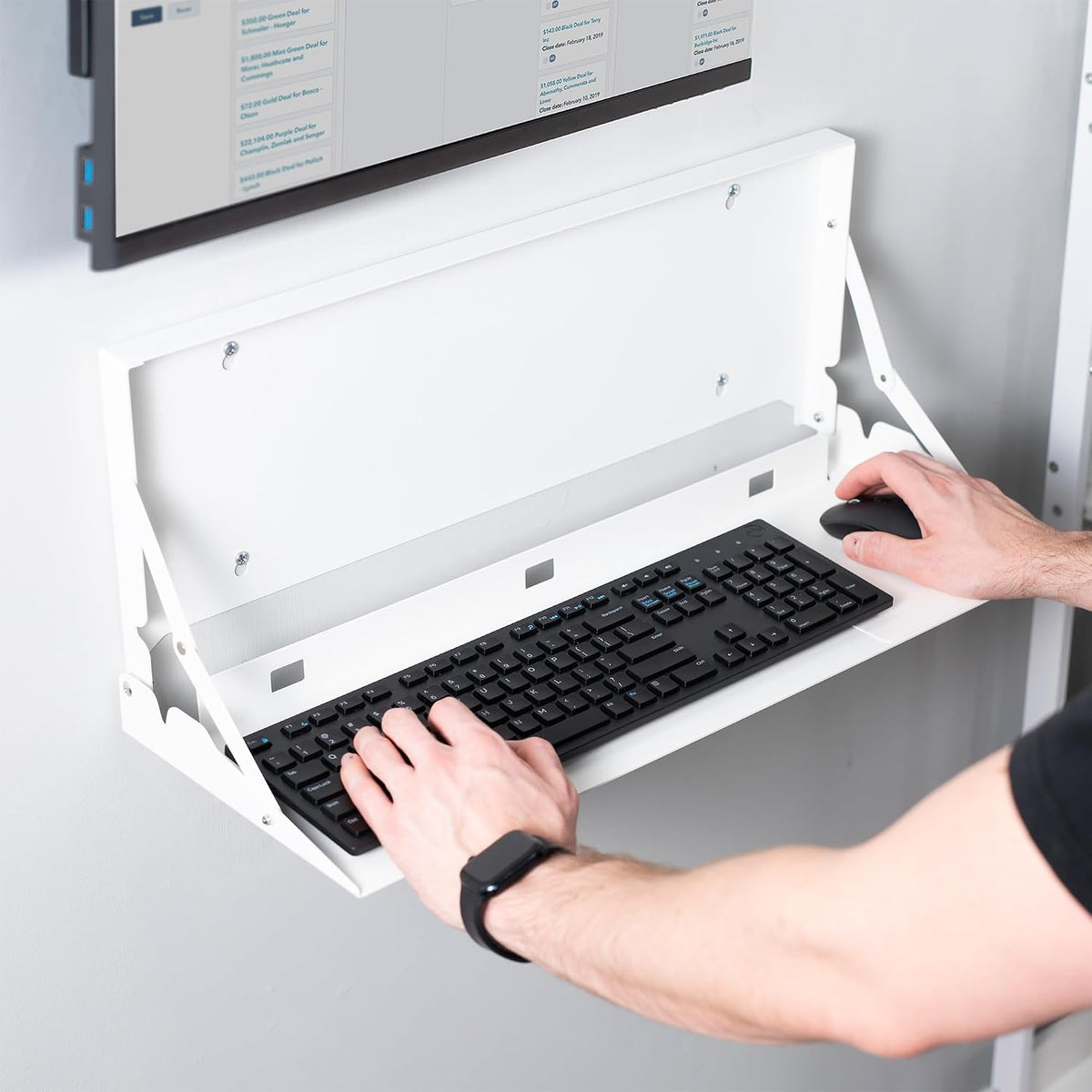 VIVO White Flip Down 24 Inch Keyboard Tray Wall Mount, MOUNT-FDKB1-W