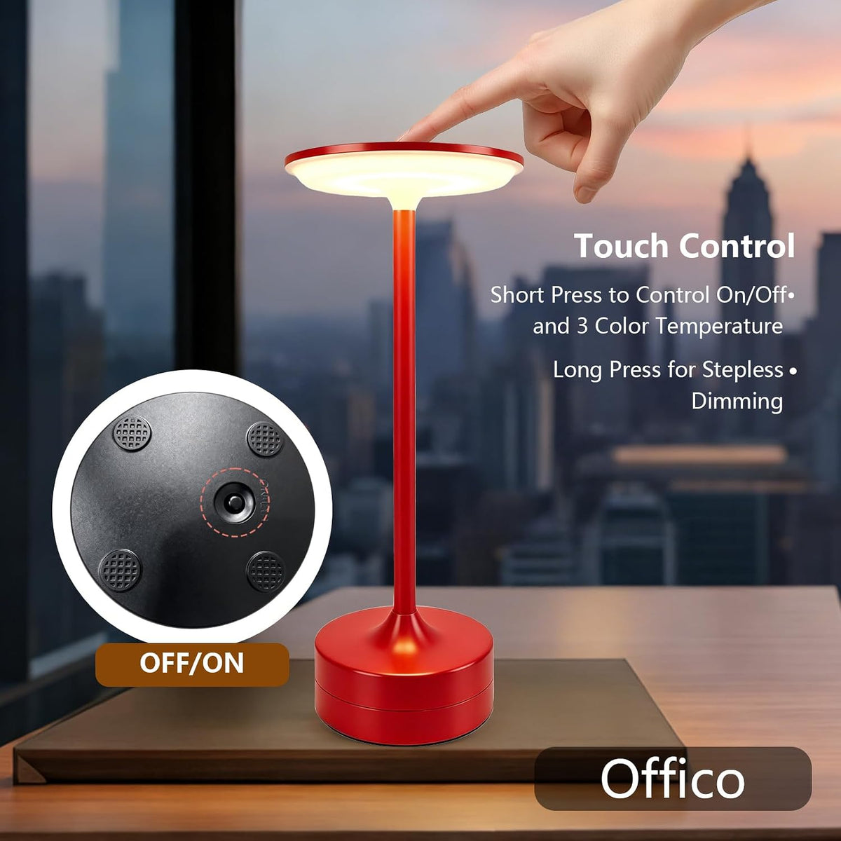 Small Table Lamp, Portable Metal Table Lamp, Cordless Rechargeable Table Lamp...