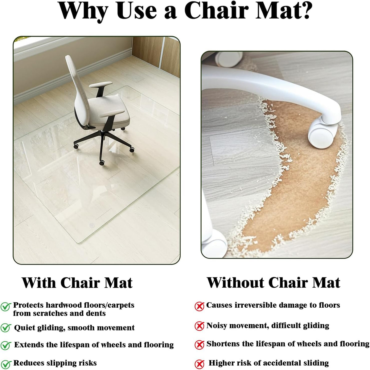 Koonmi 60" x 80" Office Chair Mat for Hardwood Floors & Carpets