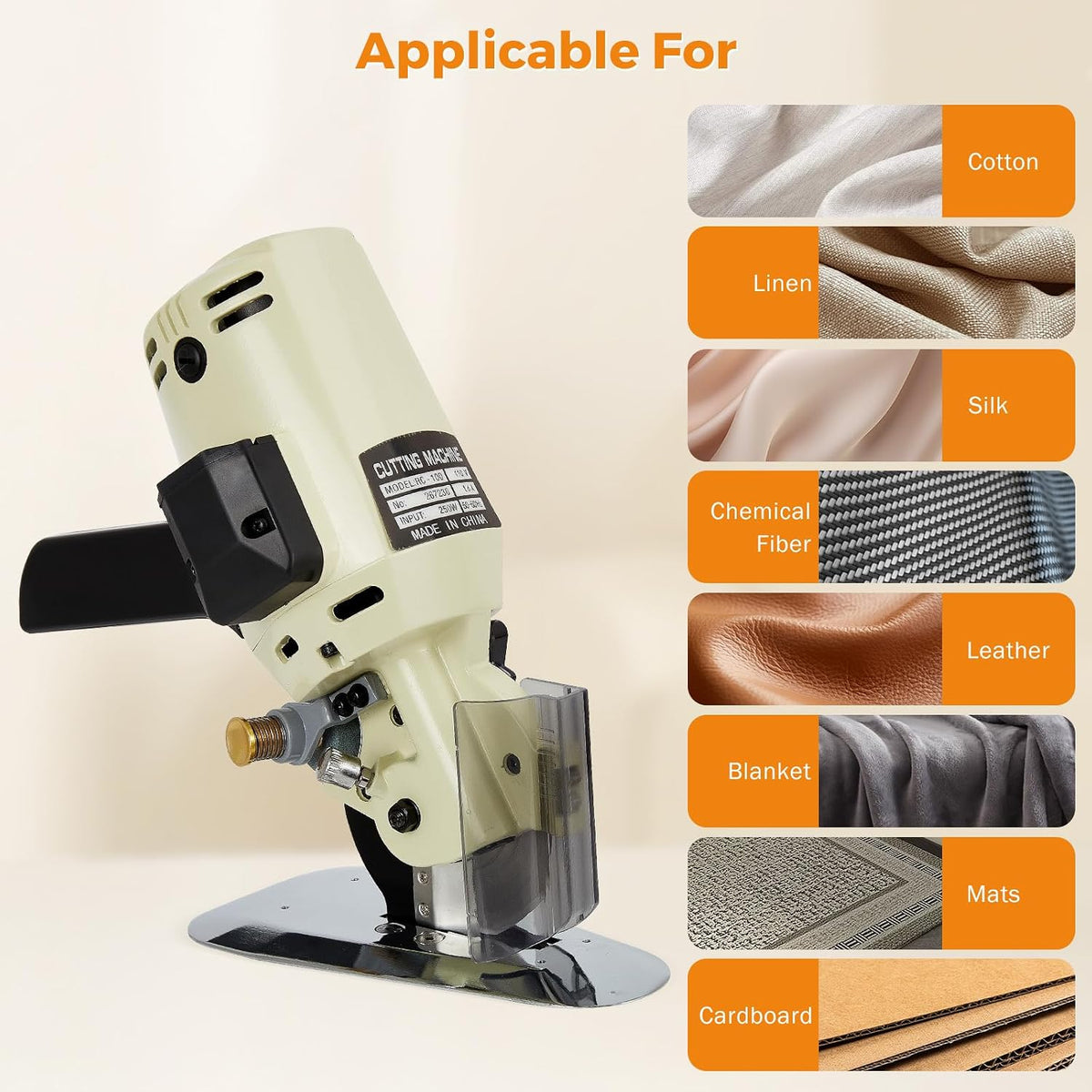 BEAMNOVA Electric Rotary Cutter for Fabric, Cloth Cutting Machine