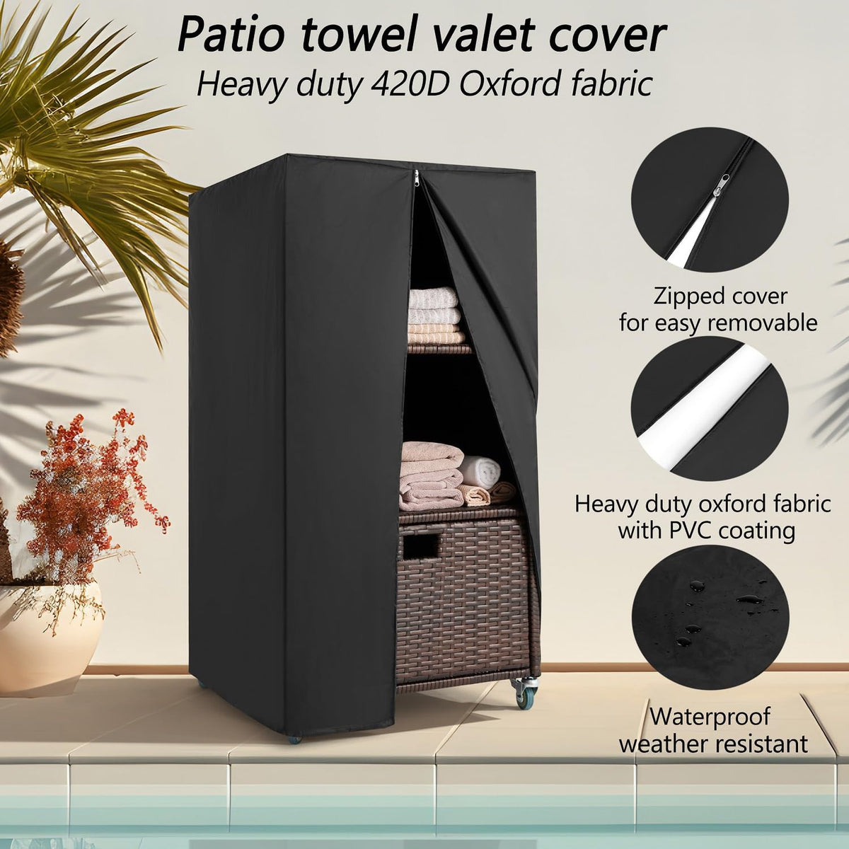 Outdoor Pool Towel Storage Cabinet Organizer Towel Valet Rack with Storage Sh...