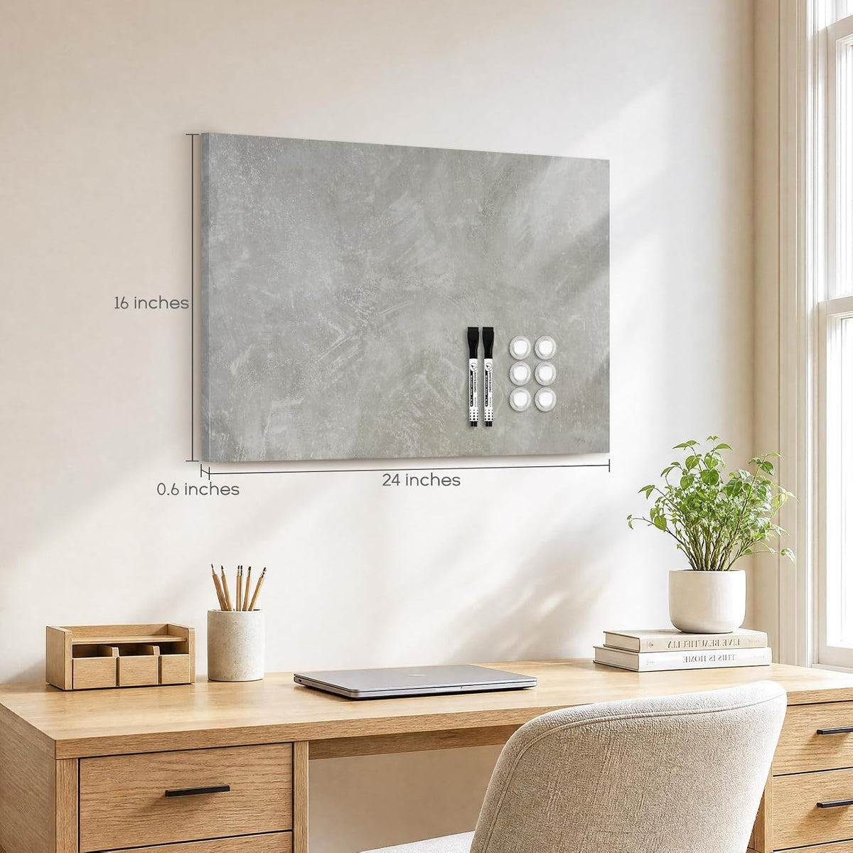 Decorative Magnetic Board for Wall, 24''x18'' Dry Erase Board...
