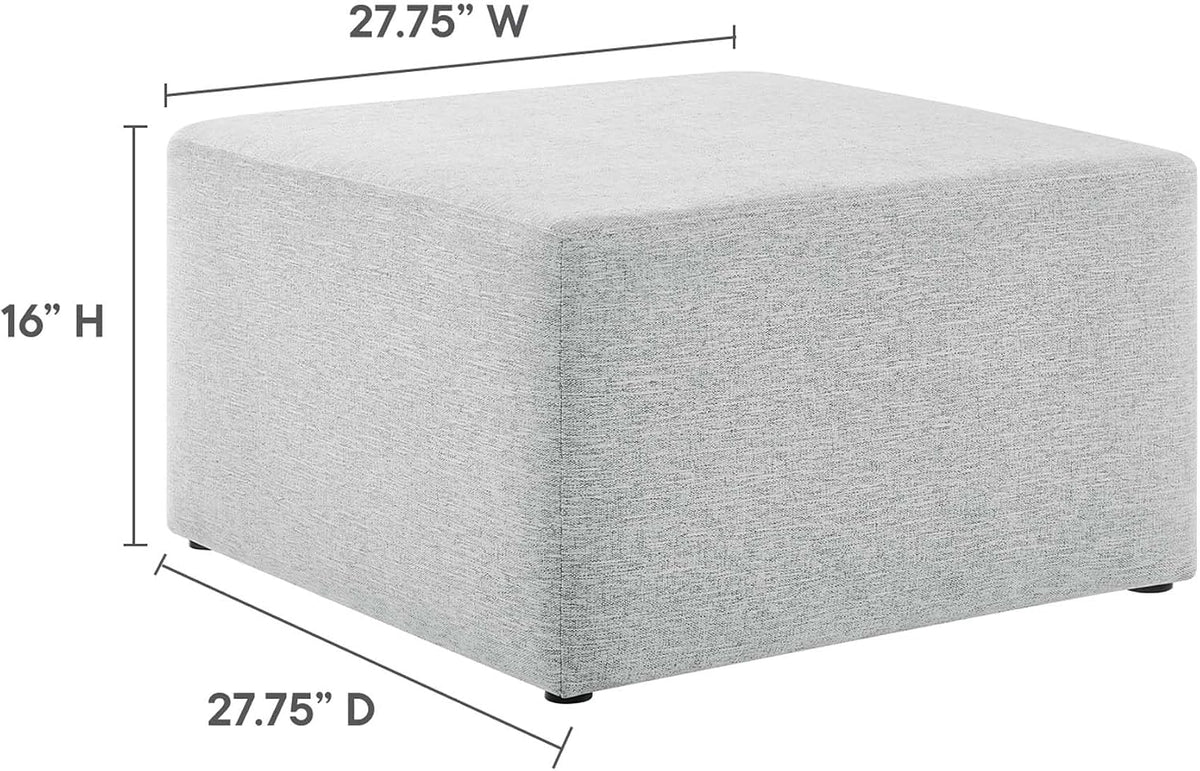 Modway Callum 28 Inch Square Ottoman in Heathered Weave Light Gray - Heathere...