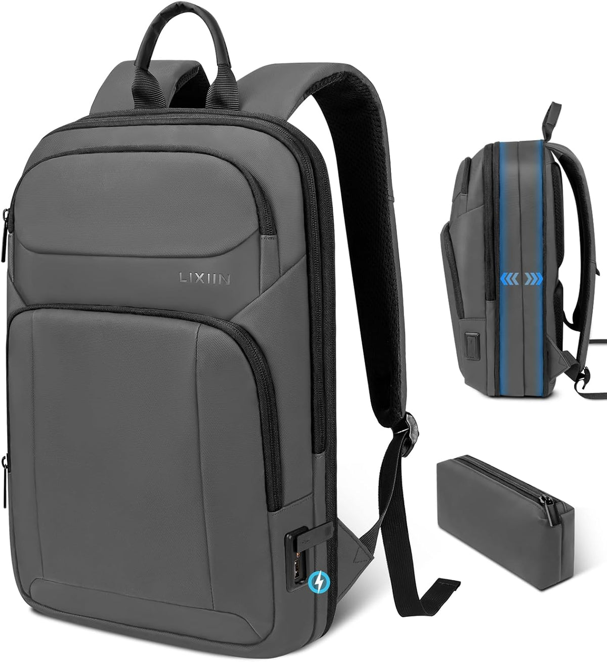 Backpack for Men Slim & Expandable Travel Laptop Backpack with USB Chargi...