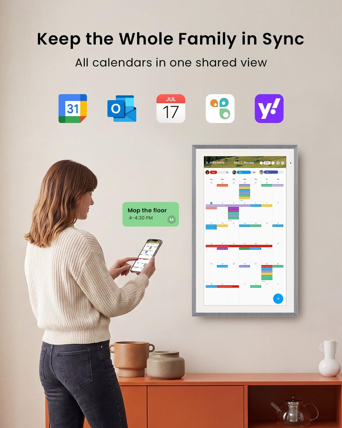 Apolosign 27-inch Digital Calendar & Smart Family Wall Planner, No Subscr...