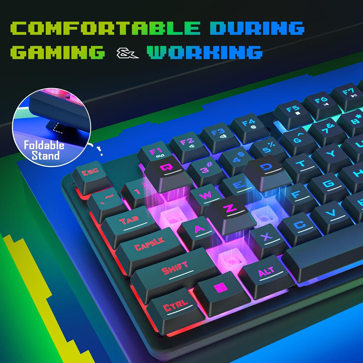 Redragon Updated S107 Gaming Keyboard and Mouse, RGB Gaming Keyboard and 1000...