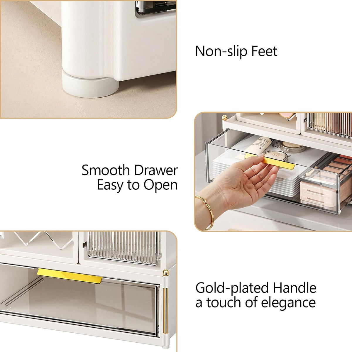 FOLLOWIN Compact Makeup Organizer Set, Makeup Brush Organizer