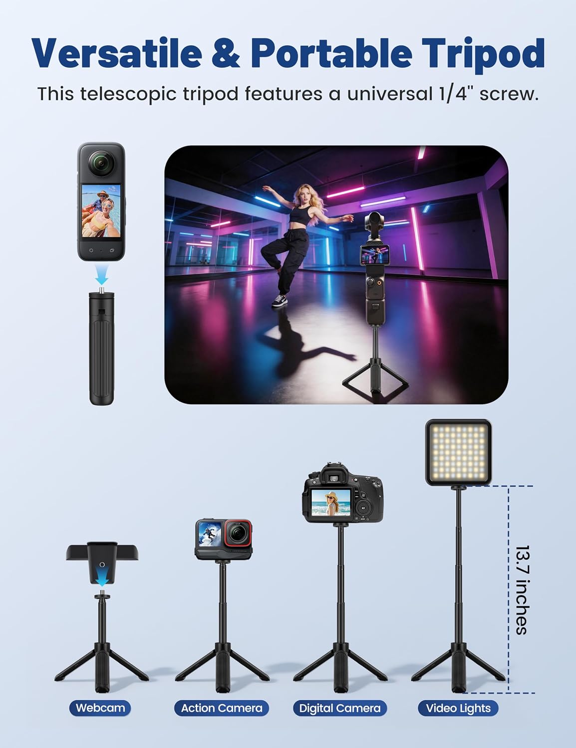 Pro HD 1080p/30fps Webcam with Tripod, External USB Camera for PC/Laptop