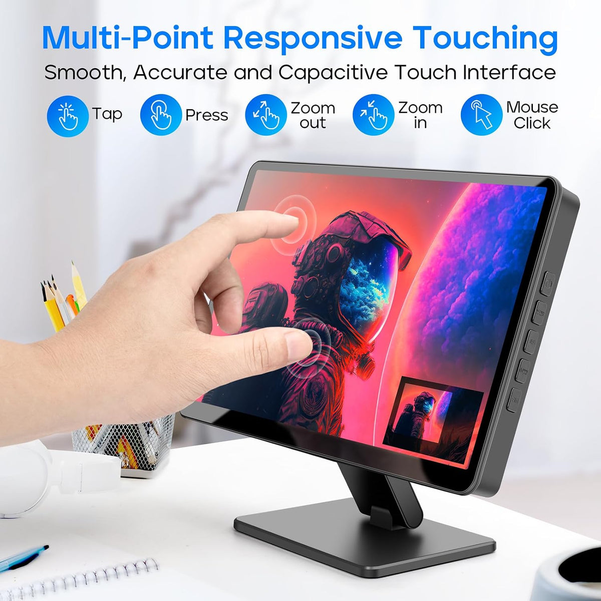 ROADOM 7" Touchscreen Monitor, 1024x600 IPS Raspberry Pi Screen, HDMI