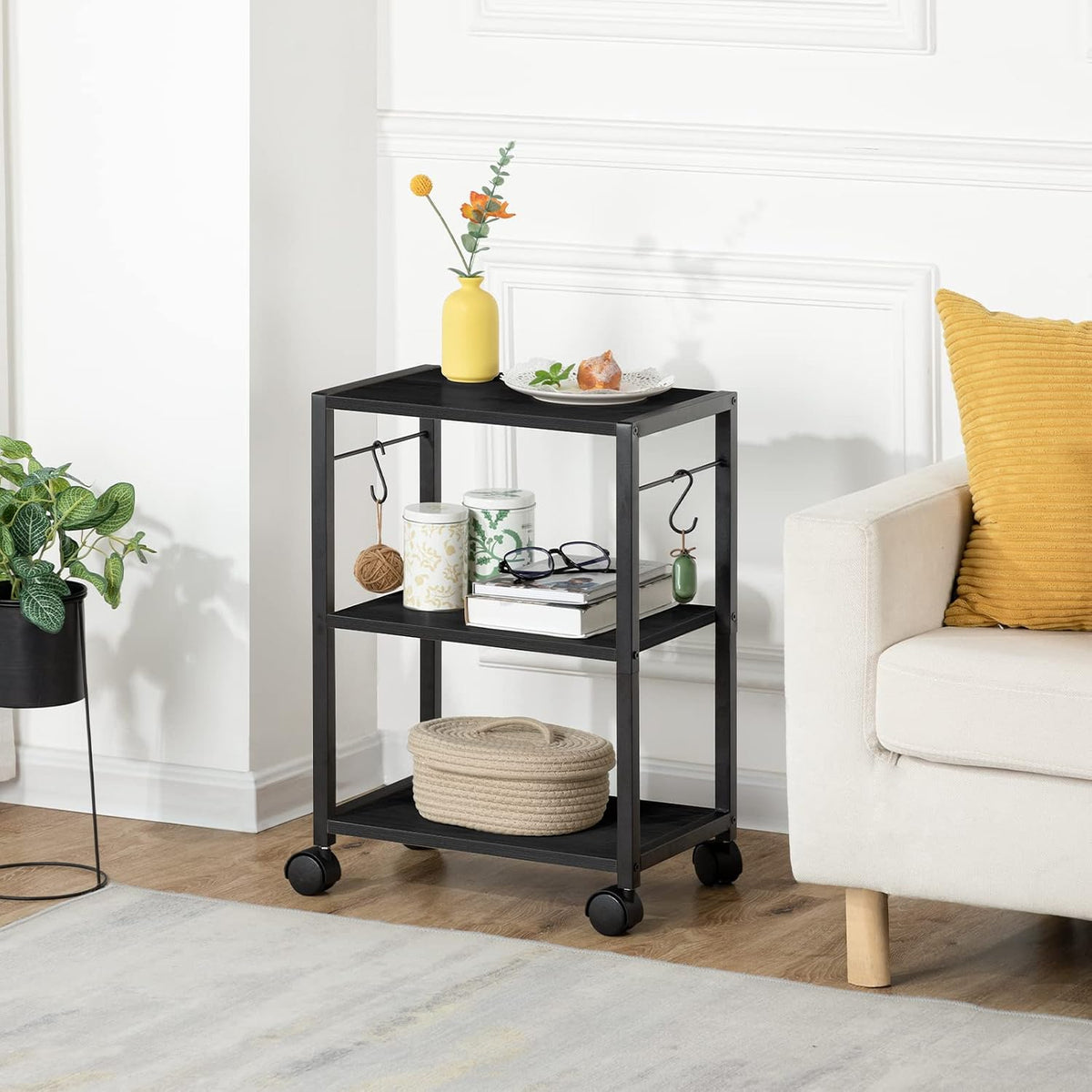 MAHANCRIS Printer Stand, 3-Tier Under Desk Rolling Cart with Storage Shelf, H...