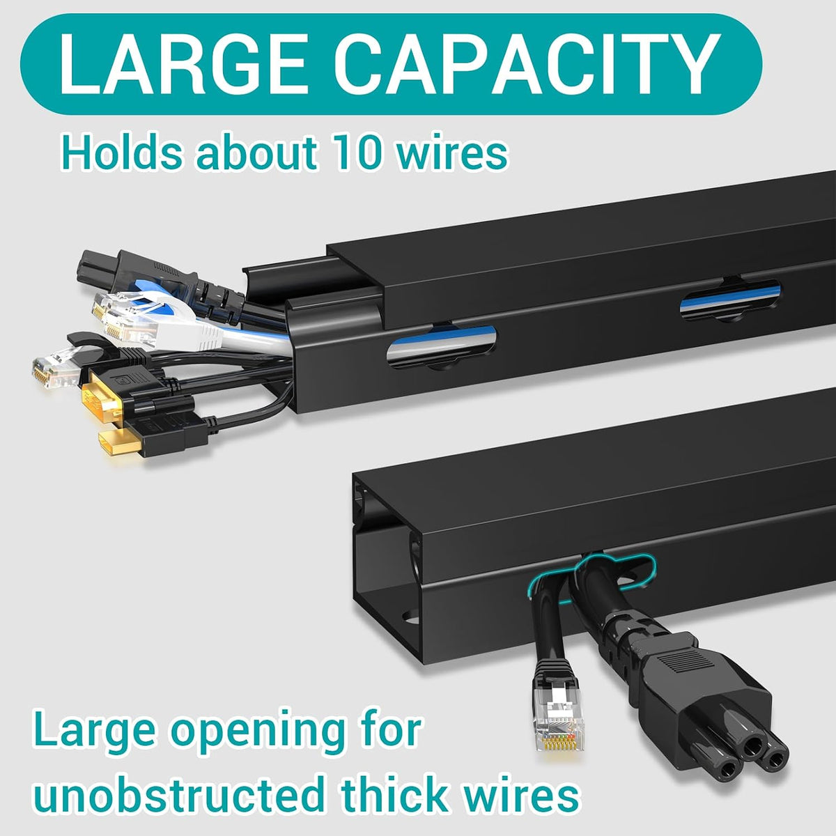 Cable Raceway - Magnetic Cable Management Under Desk with Upgraded Aesthetic ...