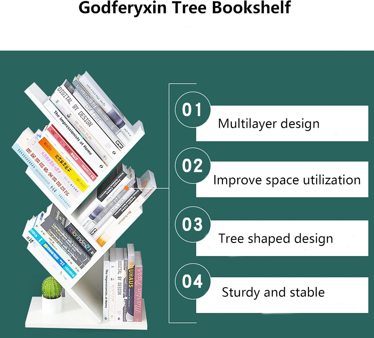 Small Bookshelf for Desk Decor, 5-Tier White Wood desktop bookshelf