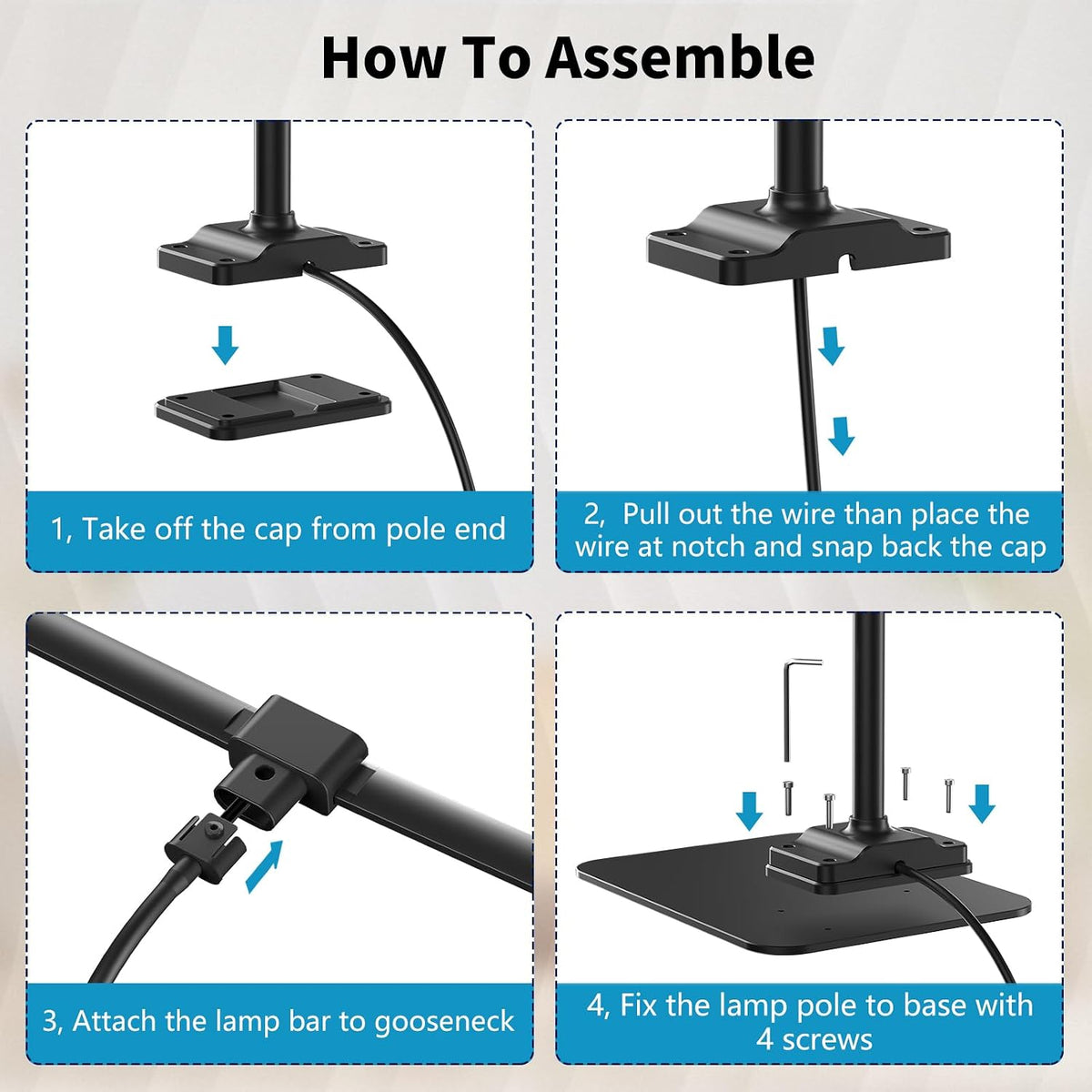 LED Desk Lamp Double Light: 1200LM Desk Light Base for Home Office, Black