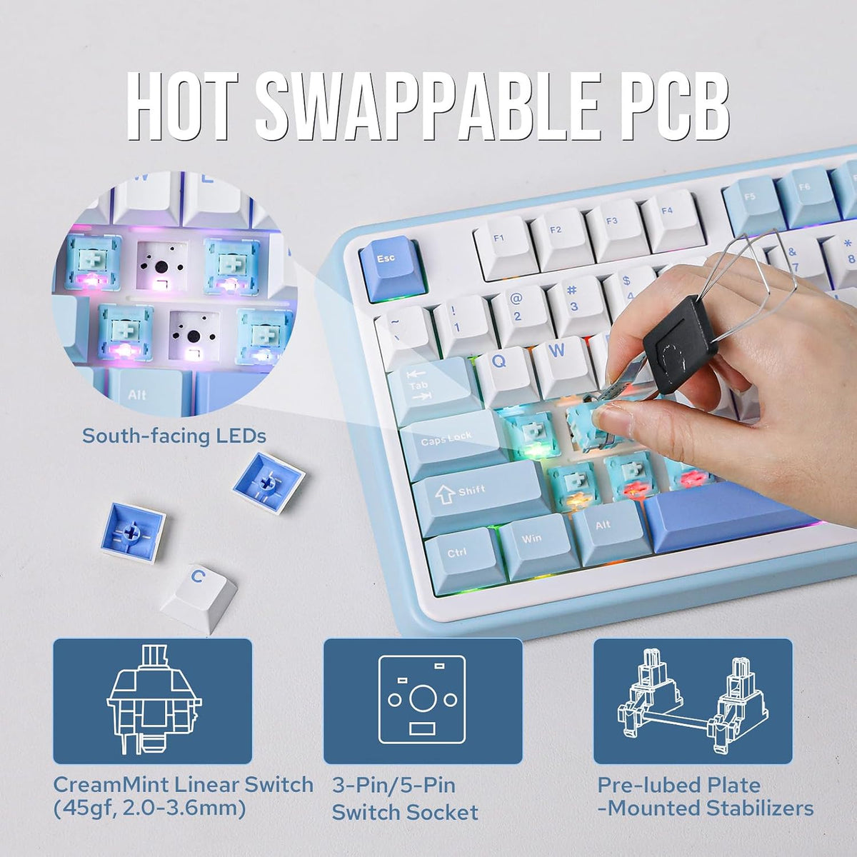 MechLands Vibe99 Wireless Gaming Keyboard with 1.06'' Screen, 96% Hot...
