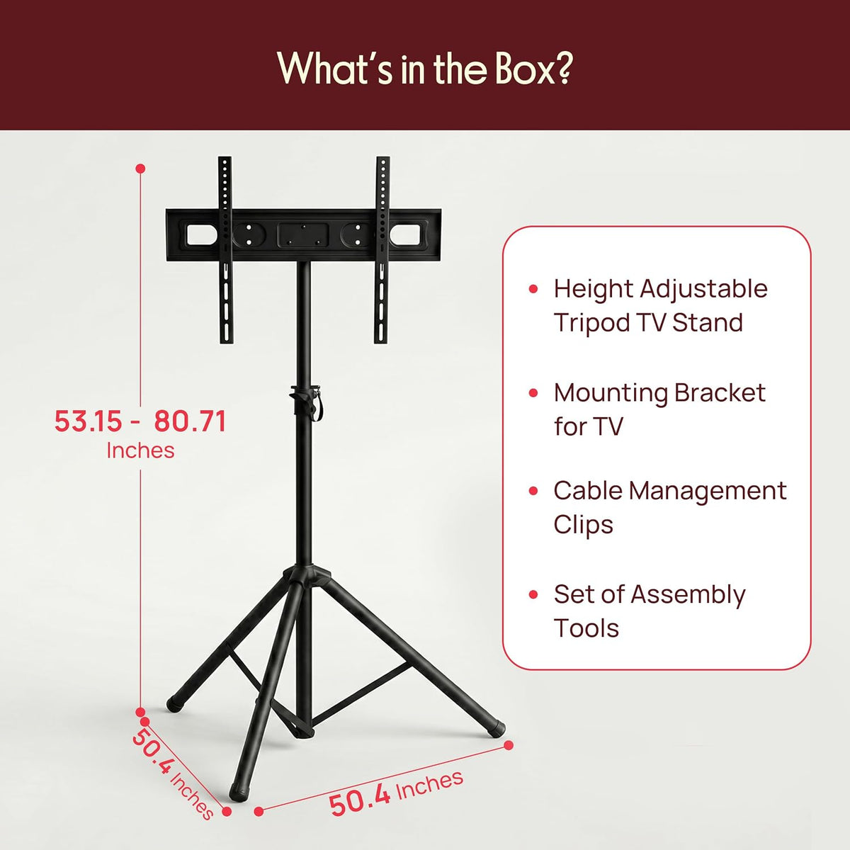 Pyle TV Stand with Mount Portable Tripod for 32–75 Inch TVs