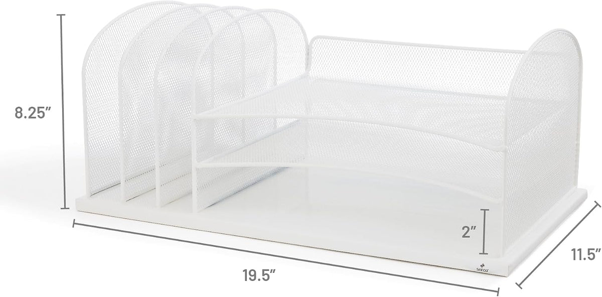 Safco Onyx Mesh 3 Sorter, 3 Tray Desktop Organizer 3254WH, White Powder Coat ...