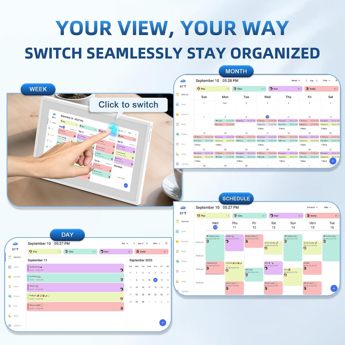 10.1" Digital Calendar, Full HD Smart Display for Family Organizer