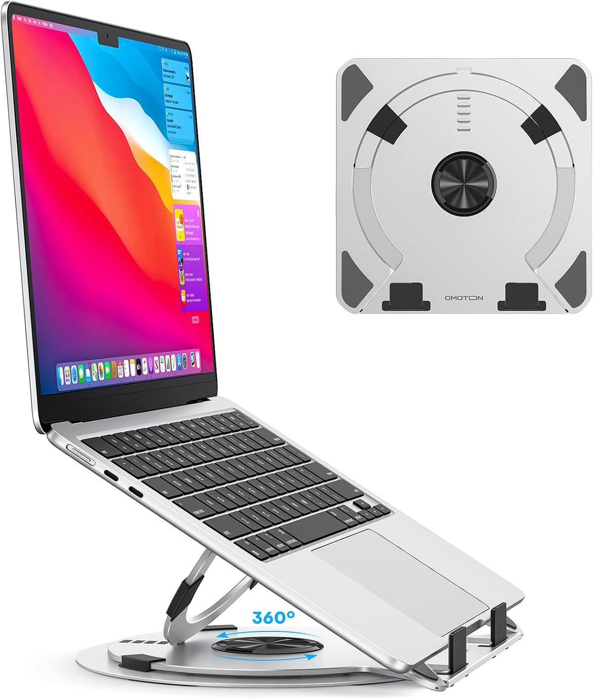 OMOTON Portable Laptop Stand for Desk, Ergonomic Computer Stand with 360° Rot...