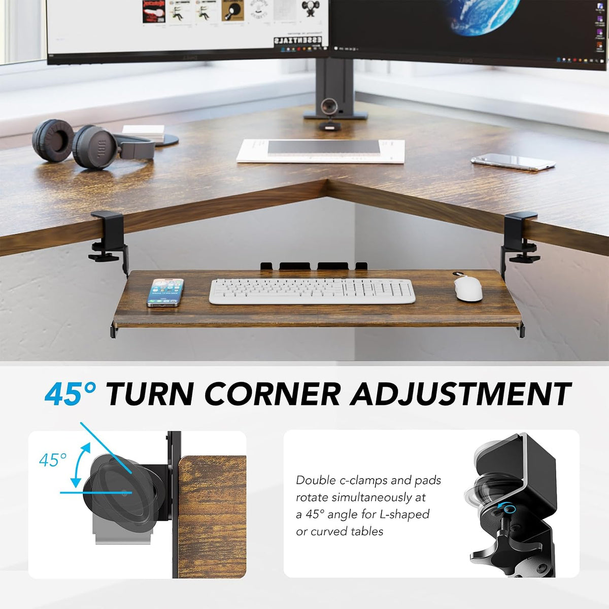 AX WABER Keyboard Tray Under Desk Pull Out with Extra Sturdy C Clamp Mount Sy...