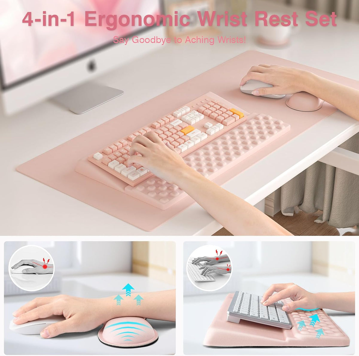 Ospelelf Keyboard Stand Wrist Rest Pad and Ergonomic Mouse Pad Set with Large...