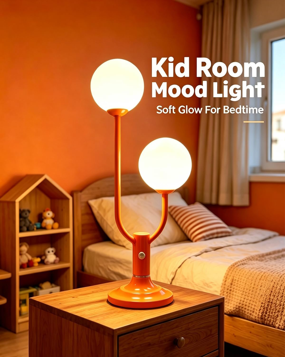 Lightdot Orange Table Lamp Dimmable Vintage Globe Lamp G9 2 Bulbs Included