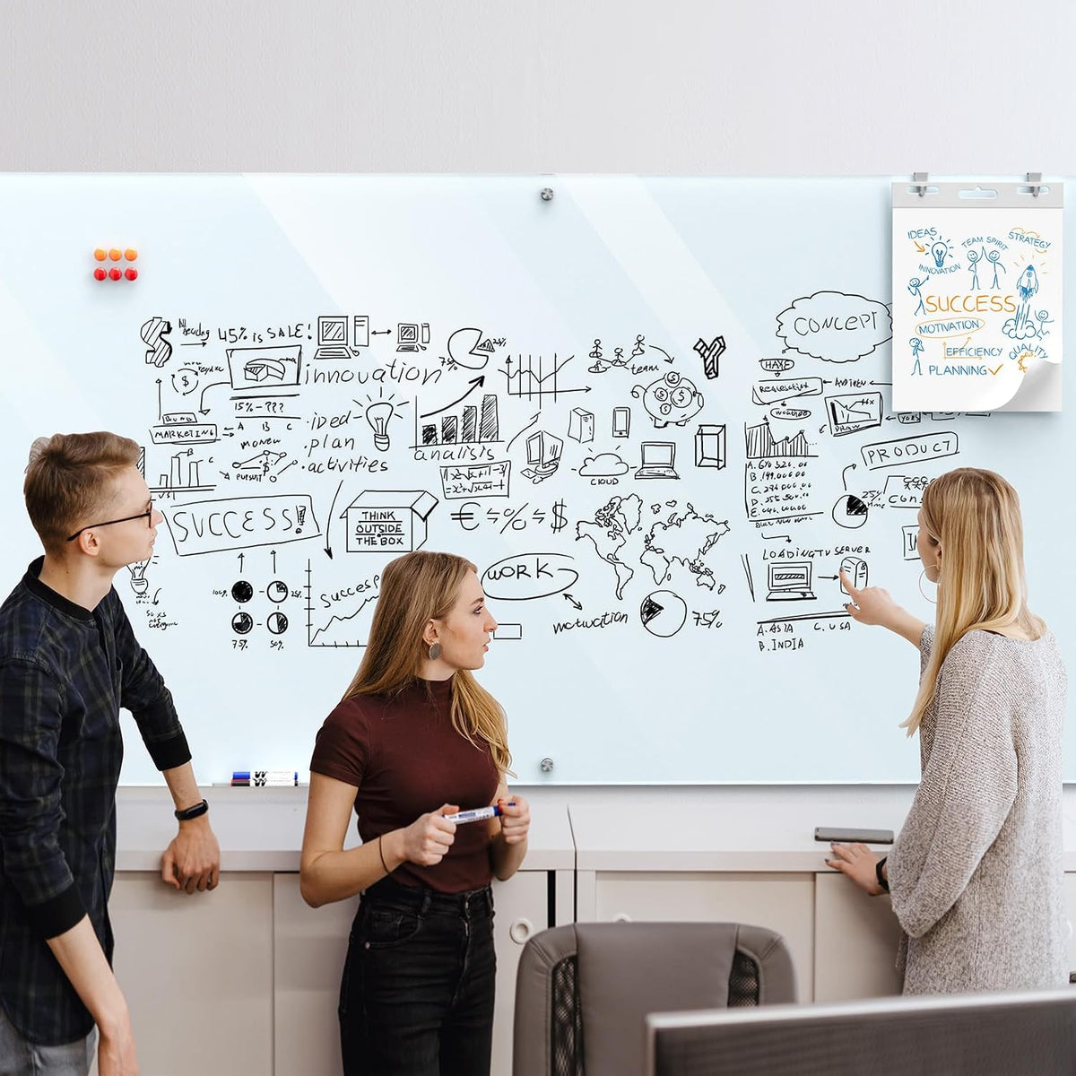 MaxGear 96" x 48" Glass Whiteboard Wall Mounted for Office Home Cla...