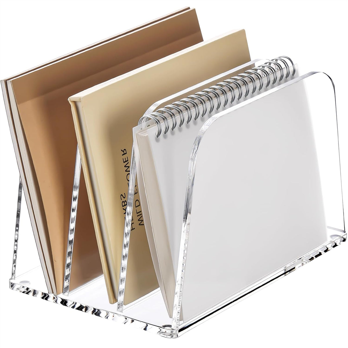 YUXUN Clear Acrylic Desktop File Sorter Organizer,Upright File Organizer, 3-S...
