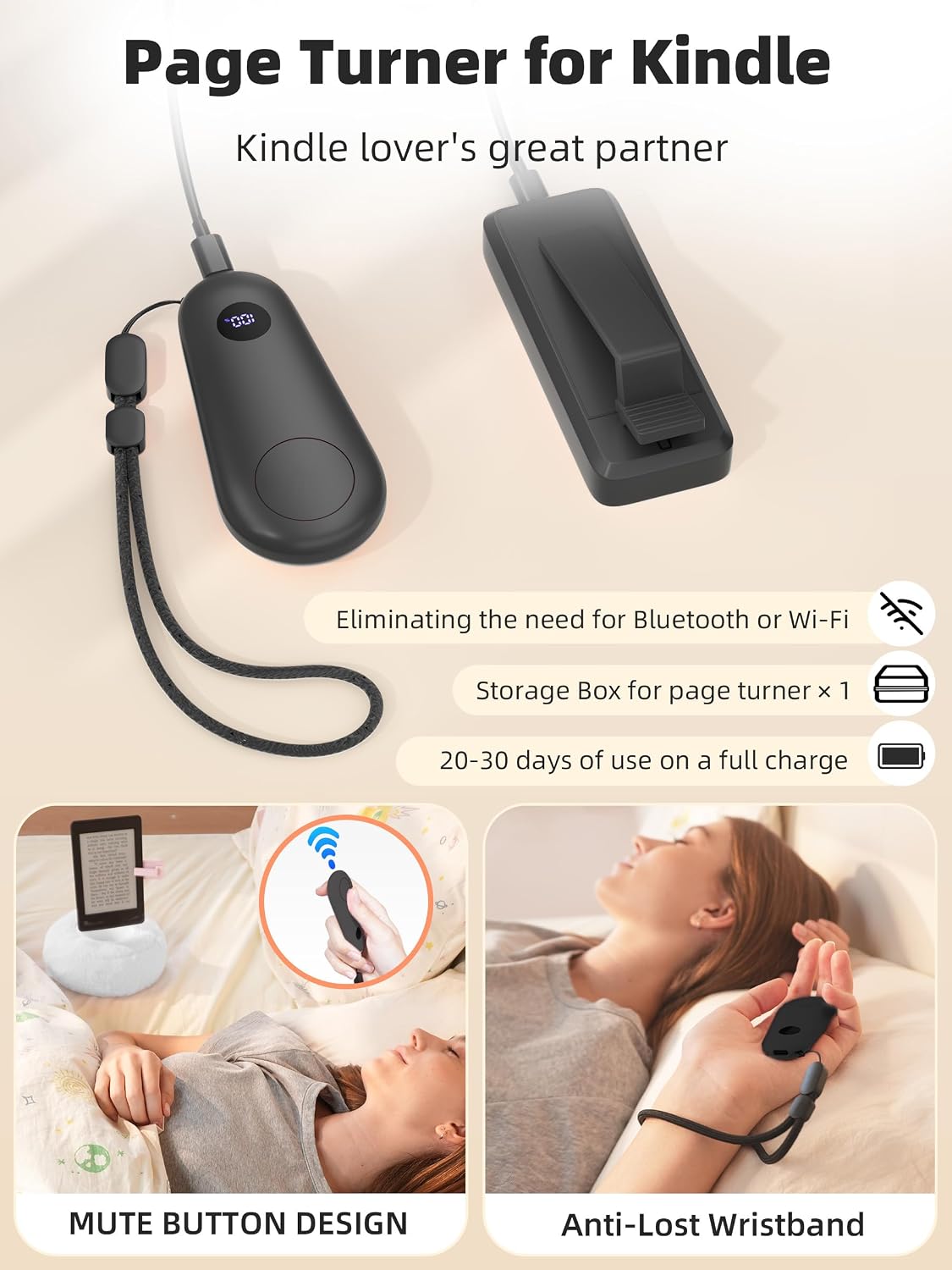 VOLTIFYMAX Magnetic Pillow Holder with Page Turner, 360° Adjustable Phone Hol...
