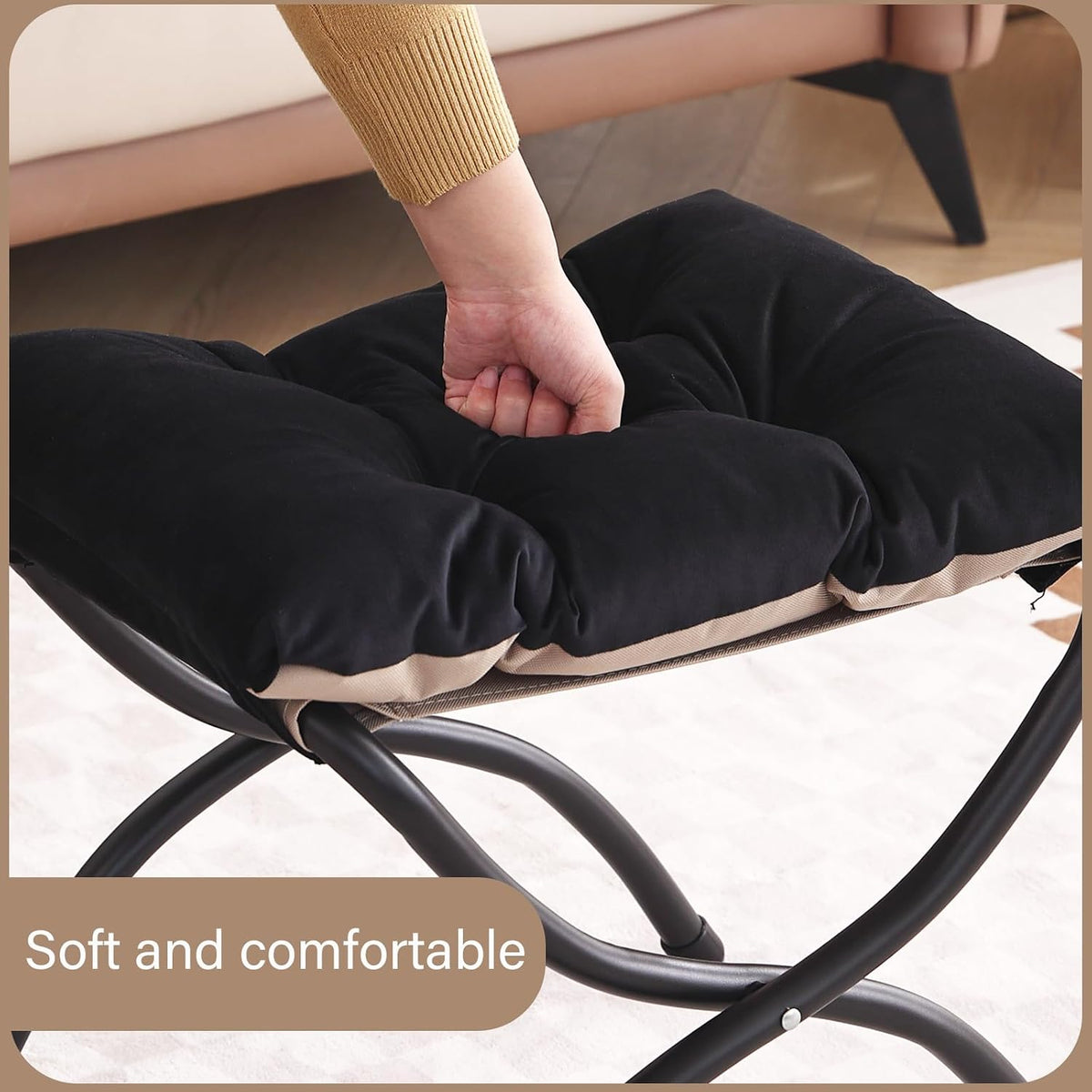 LITA Folding Ottoman, Foldable Footrest Stool, Portable Small Foot Stool for ...