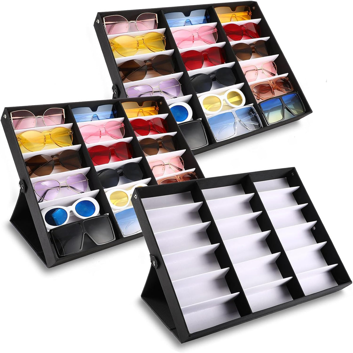 Soaoo 3 Pcs 18 Slot Sunglasses Organizer Storage Holder Eyeglasses Display Ca...