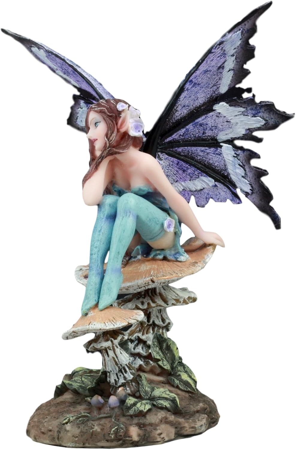 Ebros Amy Brown Forest Willow Nice Fairy Sitting On Wild Giant Mushroom Stool...