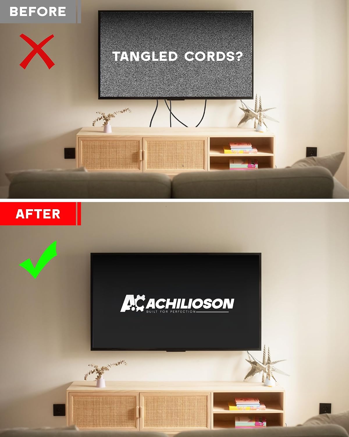 in-Wall Cable Management Kit for Wall Mounted TV, TV Cord Hider Wall Kit with...